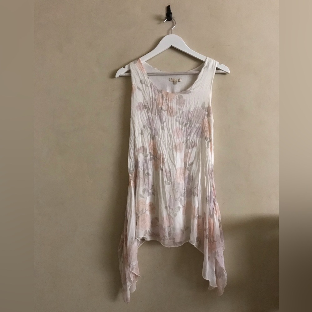 Italian Floral Silk Sleeveless Top